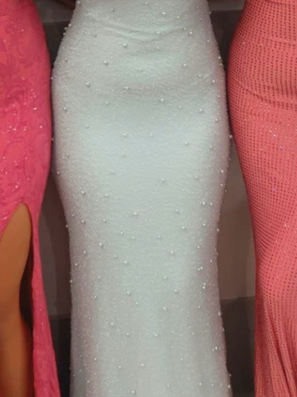 Elegant White Beaded Sheath Dress